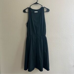 Columbia Black Cinch Back Nylon Midi Dress